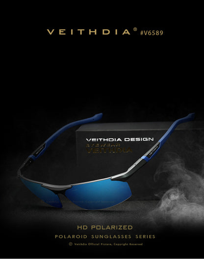Men's aluminum-magnesium half-frame polarized sunglasses with spring hinges - perfect for fishing, driving, and everyday wear
