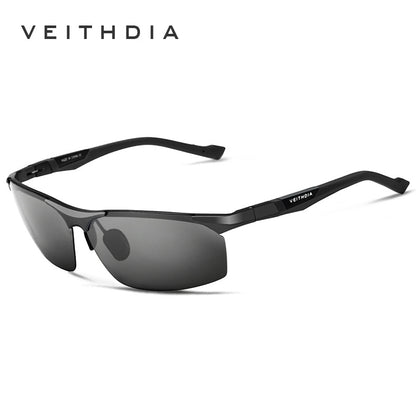 Men's aluminum-magnesium half-frame polarized sunglasses with spring hinges - perfect for fishing, driving, and everyday wear