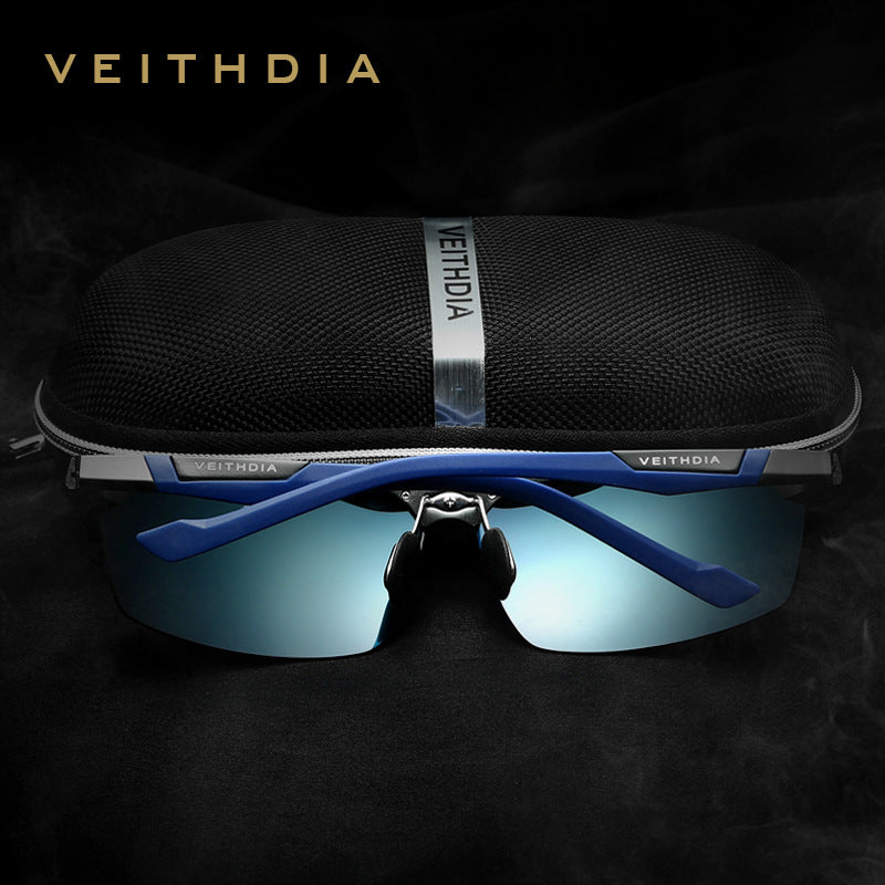 Men's aluminum-magnesium half-frame polarized sunglasses with spring hinges - perfect for fishing, driving, and everyday wear