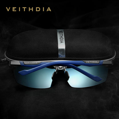 Men's aluminum-magnesium half-frame polarized sunglasses with spring hinges - perfect for fishing, driving, and everyday wear