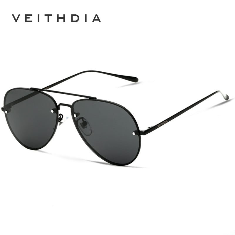 Men's colorful polarized sunglasses, rimless stainless steel aviator sunglasses