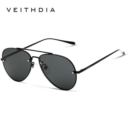 Men's colorful polarized sunglasses, rimless stainless steel aviator sunglasses