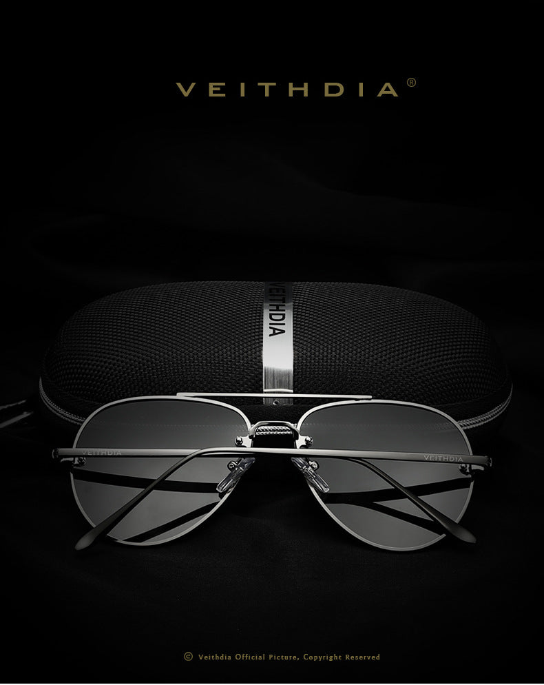 Men's colorful polarized sunglasses, rimless stainless steel aviator sunglasses