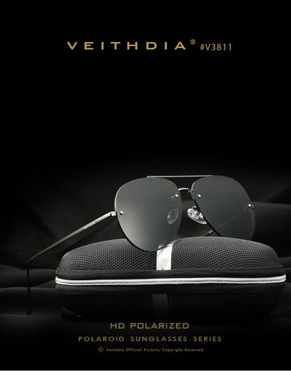 Men's colorful polarized sunglasses, rimless stainless steel aviator sunglasses