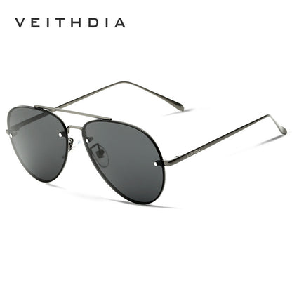 Men's colorful polarized sunglasses, rimless stainless steel aviator sunglasses