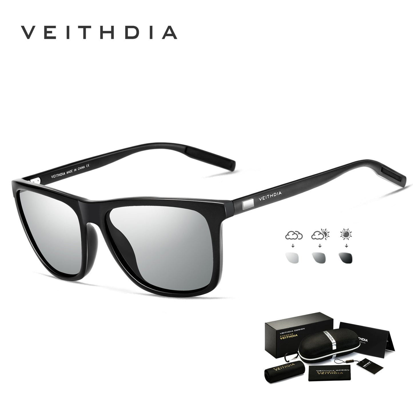 Unisex aluminum-magnesium square polarized uv protection sunglasses