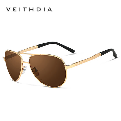 Men's polarized uv protection aluminum-magnesium alloy spring hinge sunglasses - aviator style