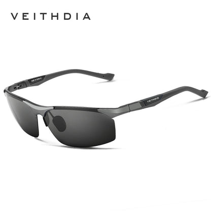 Men's aluminum-magnesium half-frame polarized sunglasses with spring hinges - perfect for fishing, driving, and everyday wear