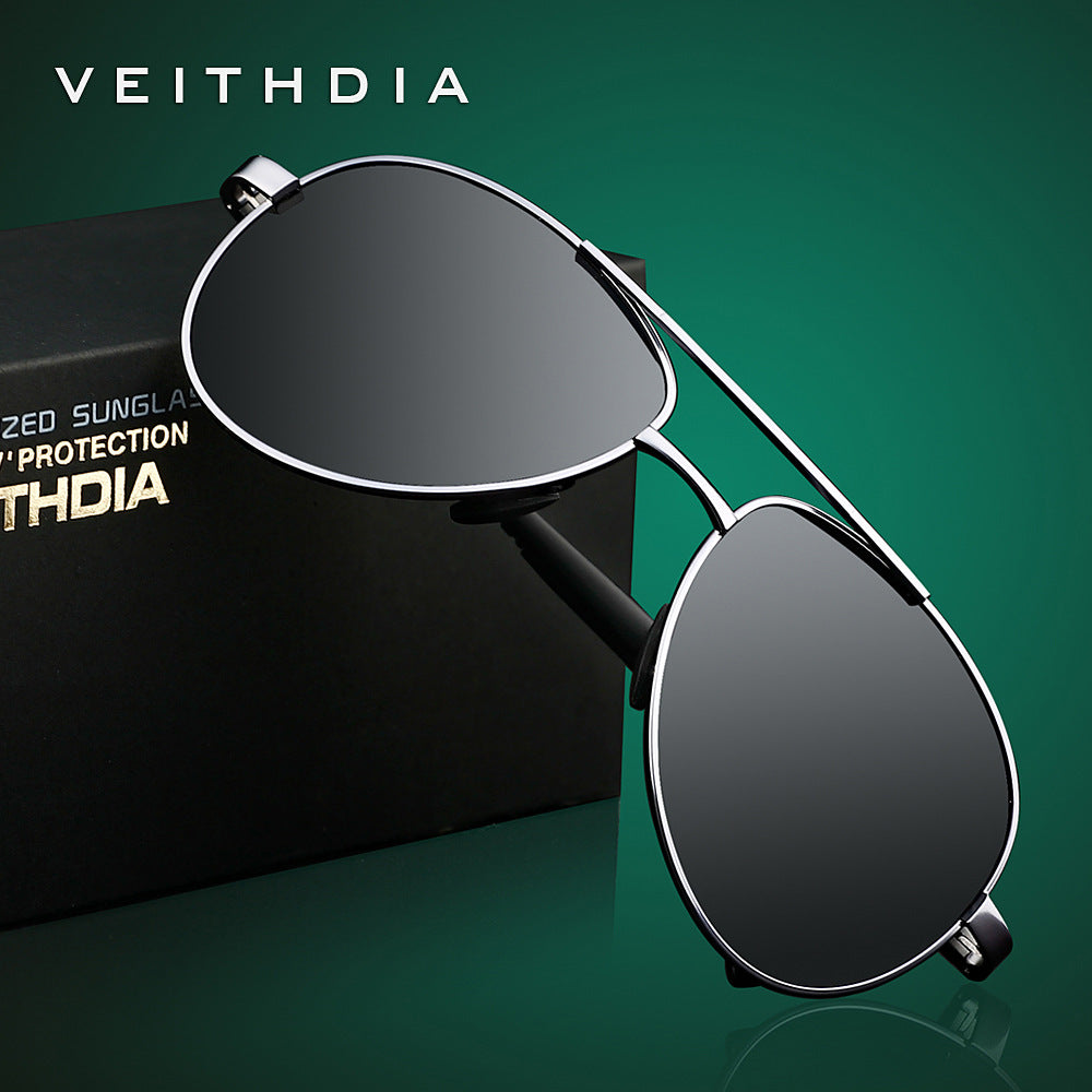 Men's polarized uv protection aluminum-magnesium alloy spring hinge sunglasses - aviator style