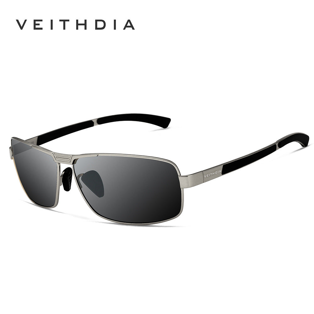 Men's square polarized sunglasses - anti-uv, anti-slip temples, gold frame