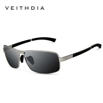Men's square polarized sunglasses - anti-uv, anti-slip temples, gold frame