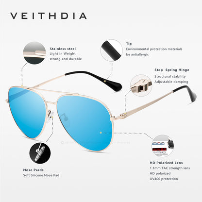 Men's polarized sunglasses - aviator style driving & fishing shades