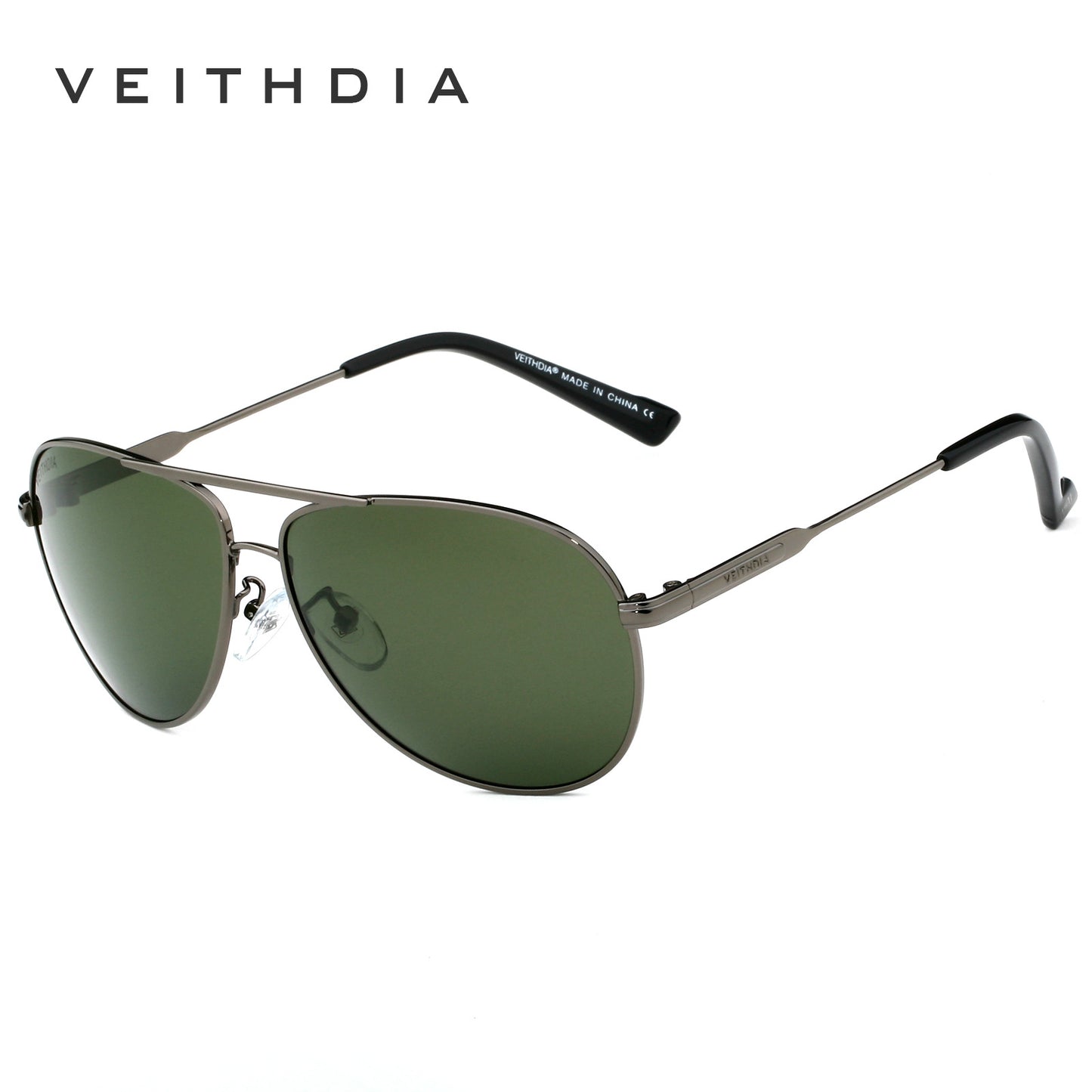 Men's inner-coated dark green polarized sunglasses