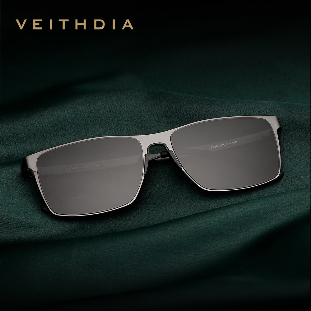 Men's square frame flexible stainless steel hd nylon polarized sunglasses