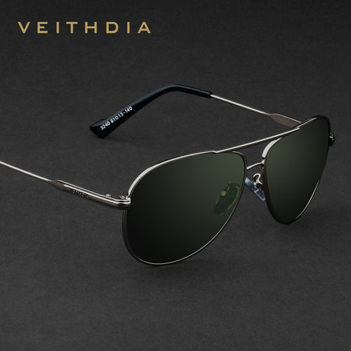 Men's inner-coated dark green polarized sunglasses
