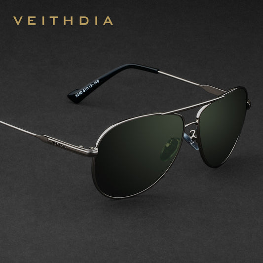 Men's inner-coated dark green polarized sunglasses