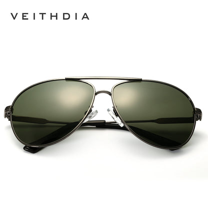 Men's inner-coated dark green polarized sunglasses