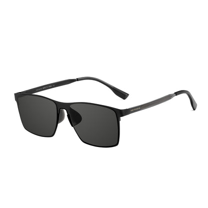 Men's square frame flexible stainless steel hd nylon polarized sunglasses