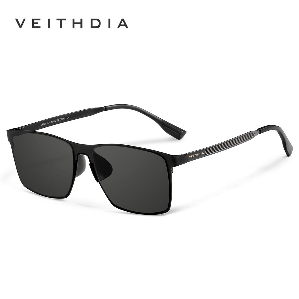 Men's square frame flexible stainless steel hd nylon polarized sunglasses