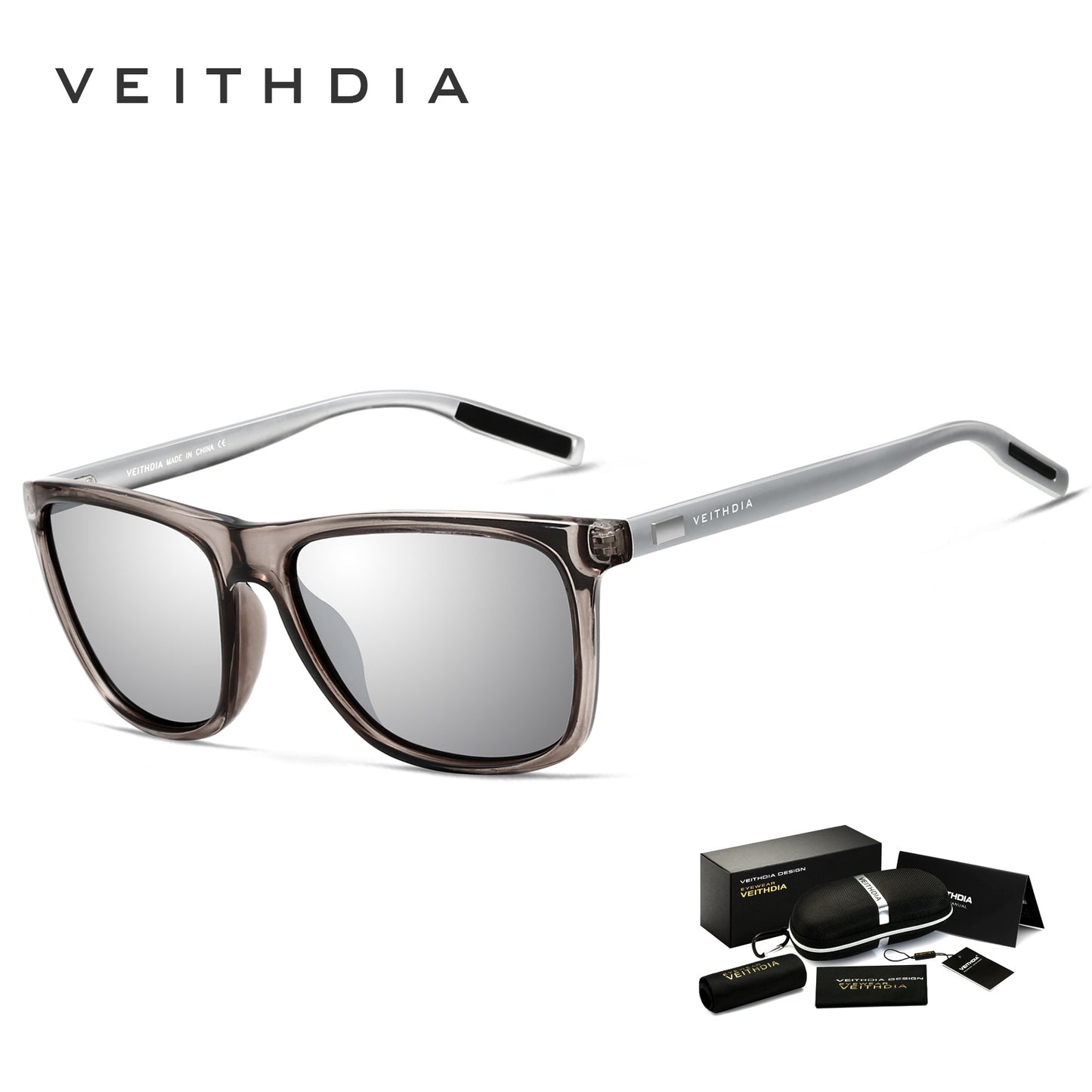 Unisex aluminum-magnesium square polarized uv protection sunglasses