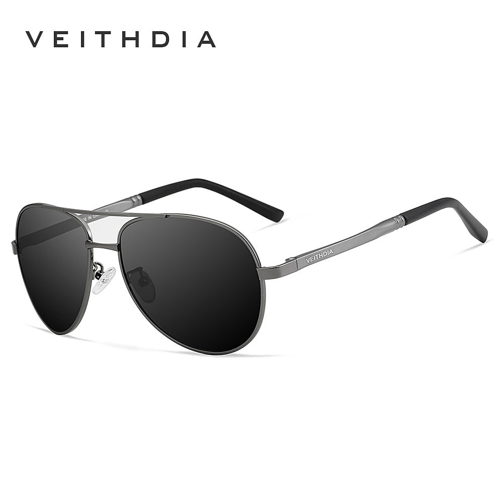 Men's polarized uv protection aluminum-magnesium alloy spring hinge sunglasses - aviator style