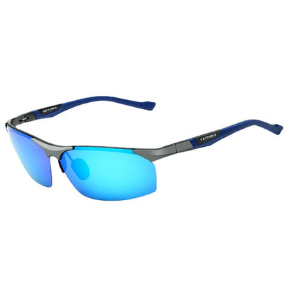Men's aluminum-magnesium half-frame polarized sunglasses with spring hinges - perfect for fishing, driving, and everyday wear