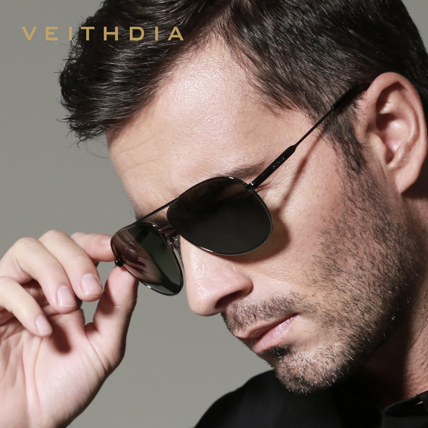 Men's inner-coated dark green polarized sunglasses