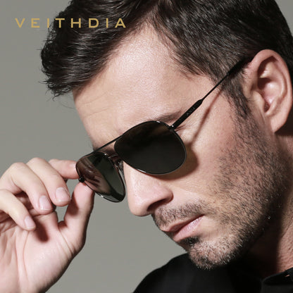 Men's inner-coated dark green polarized sunglasses