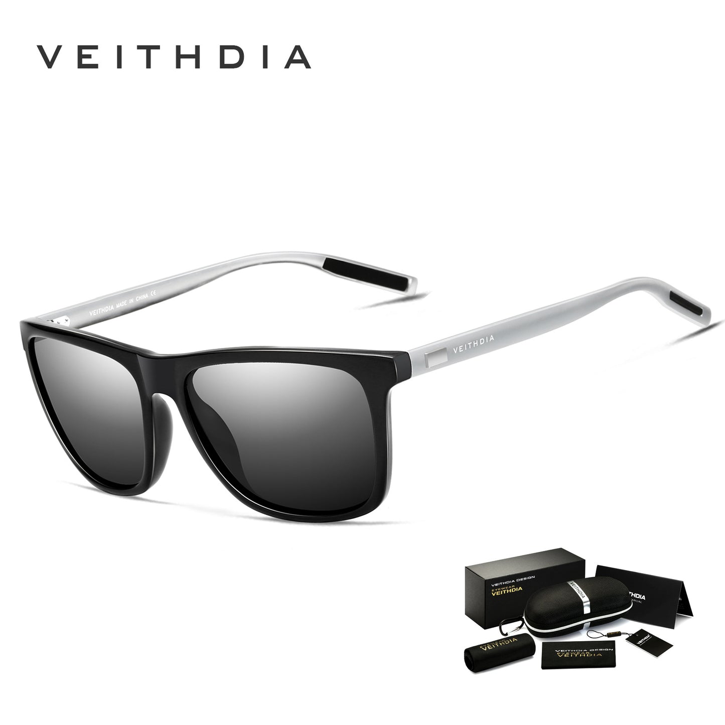 Unisex aluminum-magnesium square polarized uv protection sunglasses