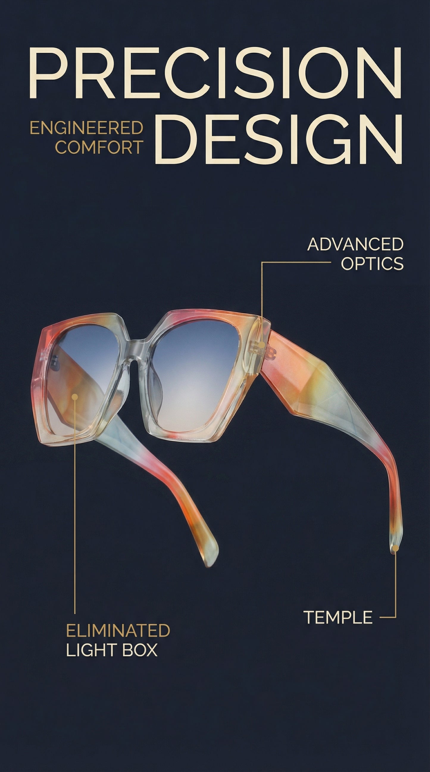 Cat-Eye Wide Temple Sunglasses for Women