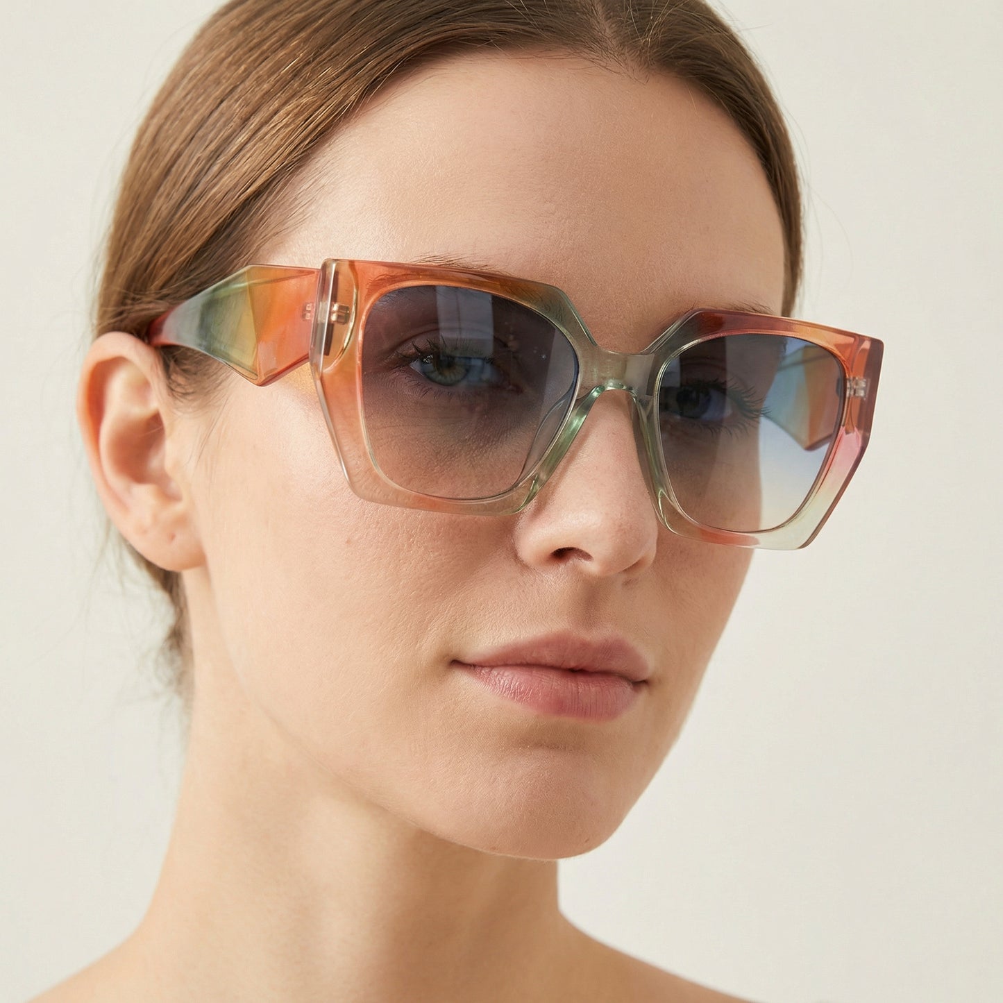 Cat-Eye Wide Temple Sunglasses for Women