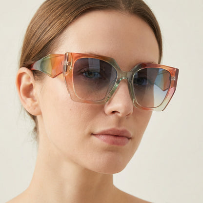Cat-Eye Wide Temple Sunglasses for Women