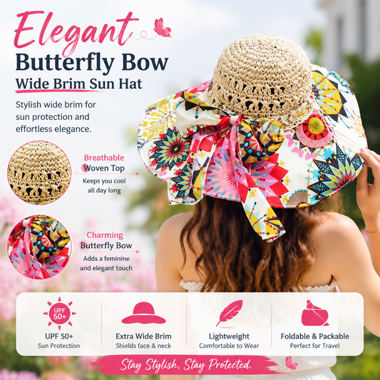 Women's Wide Brim Straw Sun Hat