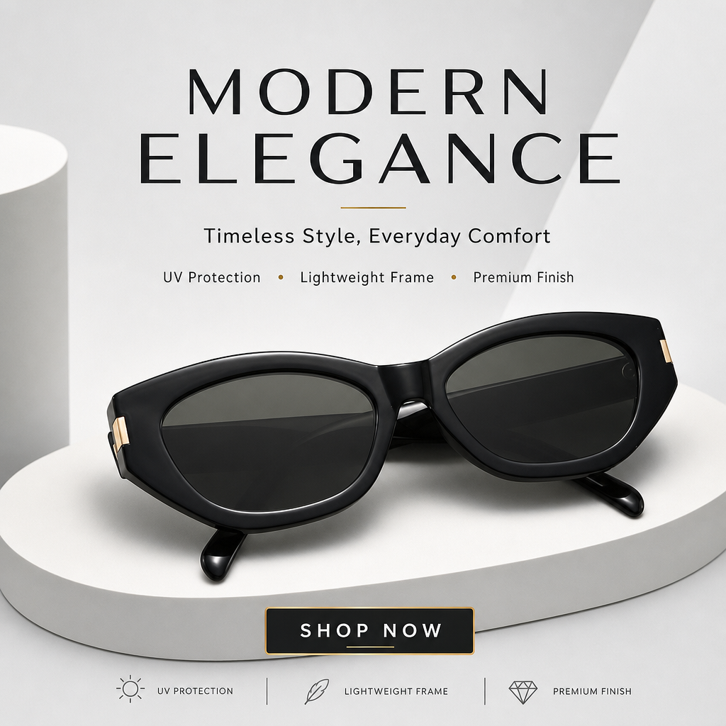 Cat Eye Butterfly Sunglasses with Black Storage Pouch