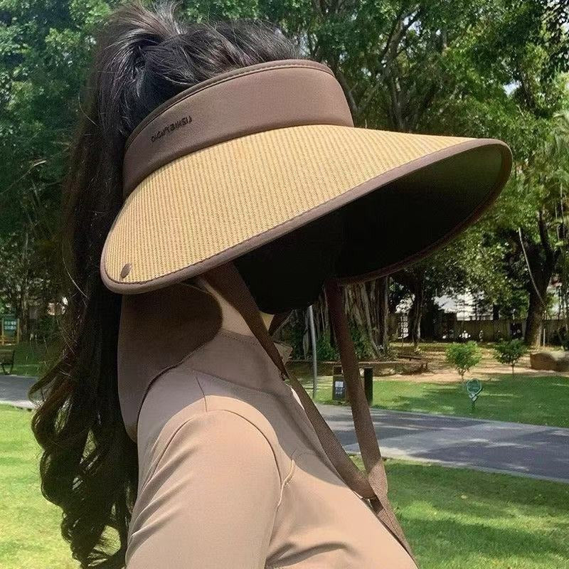 Women's Wide Brim Foldable Sun Visor Hat with Neck Flap