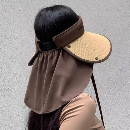 Women's Wide Brim Foldable Sun Visor Hat with Neck Flap