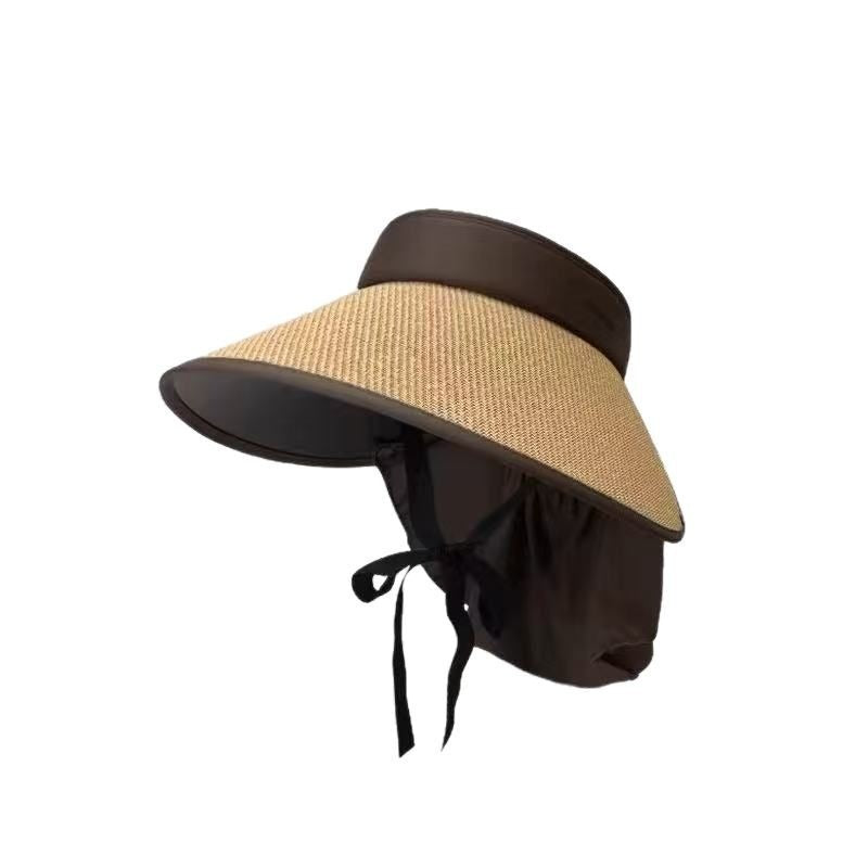 Women's Wide Brim Foldable Sun Visor Hat with Neck Flap