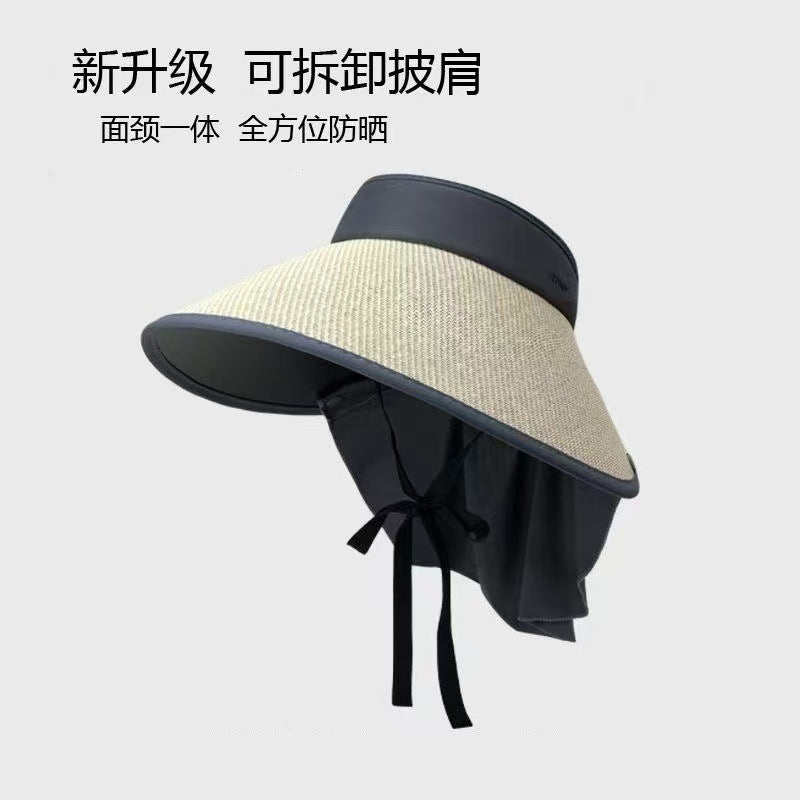Women's Wide Brim Foldable Sun Visor Hat with Neck Flap