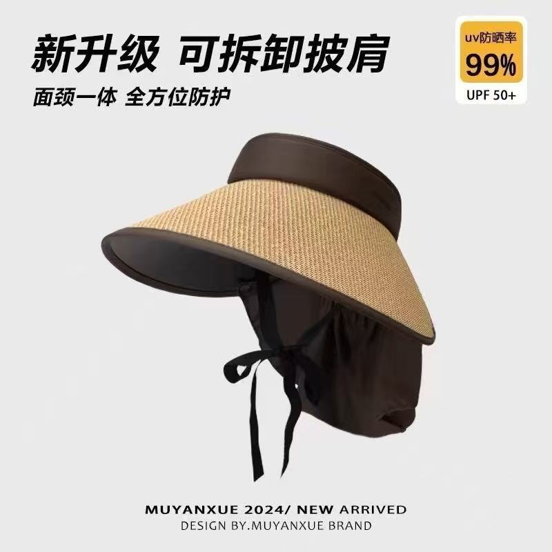 Women's Wide Brim Foldable Sun Visor Hat with Neck Flap