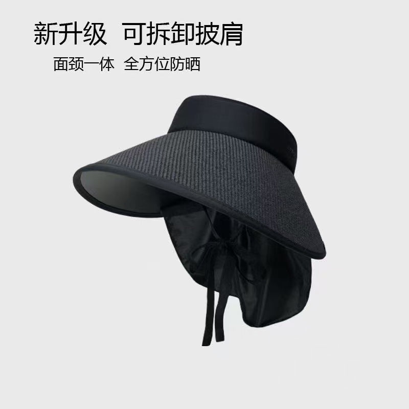 Women's Wide Brim Foldable Sun Visor Hat with Neck Flap