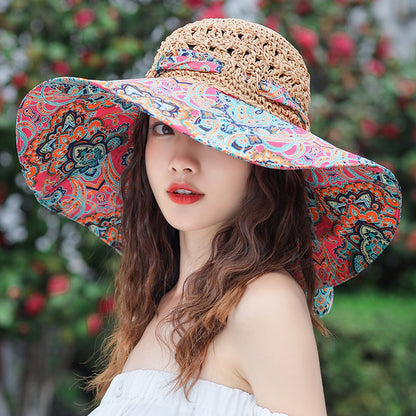 Women's Wide Brim Straw Sun Hat